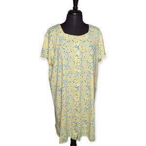 Enchanted Sleepwear Yellow & Blue Stars Short Sleeve Night Gown Size 1X